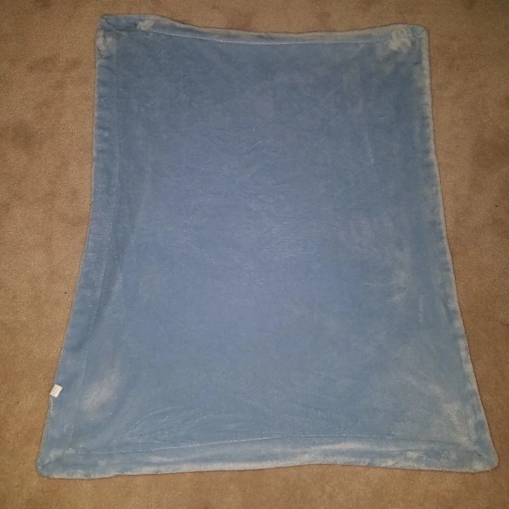 Baby Thro Blue Embossed Blanket Forest Animals Bear Deer Raccoon Rabbit